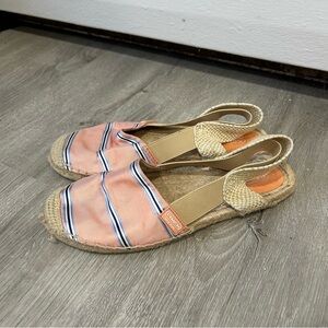 Coach Women’s Rayanne Pink Blue Stripe Tan Espadrilles Sandals Flats Size 8